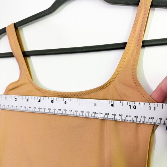SKIMS Signature Swim Tank Dress Women Beach Sleeveless Swimwear Ochre Sz 2XS NWT - Picture 5 of 8
